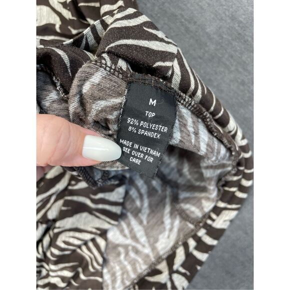 Brown Zebra‎ Print Ruched Blouse AB Studio Women M Animal Safari Top Casual - Picture 4 of 8